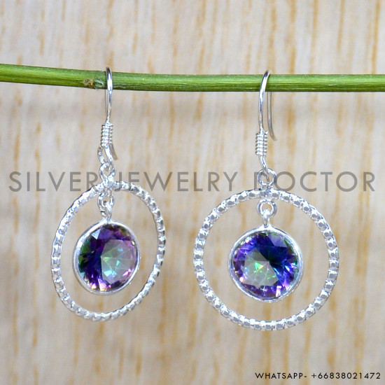 Mystic Topaz 925 Sterling Silver Earrings (SJWE-880)