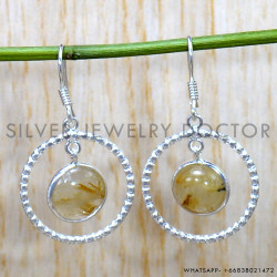 Golden Rutile 925 Sterling Silver Earrings (SJWE-884)