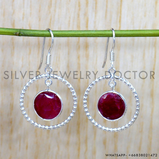 Ruby 925 Sterling Silver Earrings (SJWE-891)