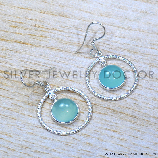 Chalcedony 925 Sterling Silver Earrings (SJWE-892)