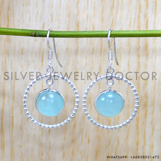 Chalcedony 925 Sterling Silver Earrings (SJWE-892)