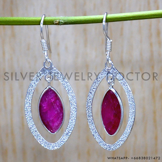 Ruby 925 Sterling Silver Earrings (SJWE-893)
