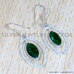 Emerald 925 Sterling Silver Earrings (SJWE-894)
