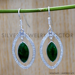 Emerald 925 Sterling Silver Earrings (SJWE-894)