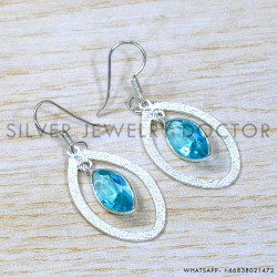 Blue Topaz 925 Sterling Silver Earrings (SJWE-896)
