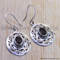 Smoky Quartz 925 Sterling Silver Earrings (SJWE-90) Smoky Quartz 925 Sterling Silver Earrings (SJWE-90)