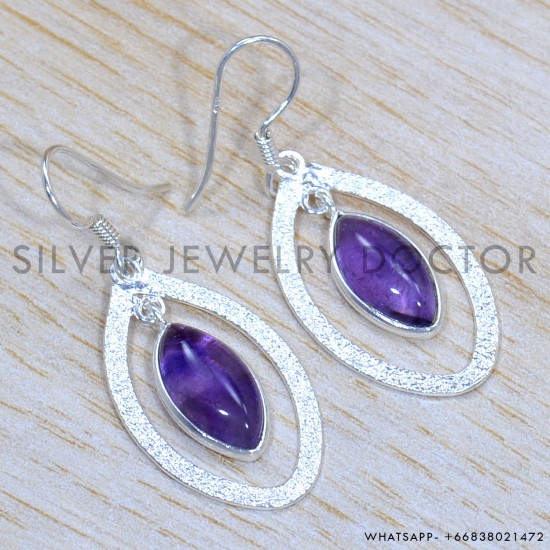 Amethyst 925 Sterling Silver Earrings (SJWE-903)