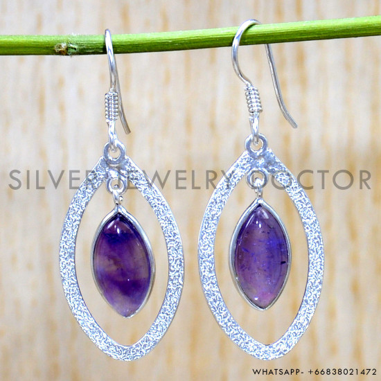 Amethyst 925 Sterling Silver Earrings (SJWE-903)