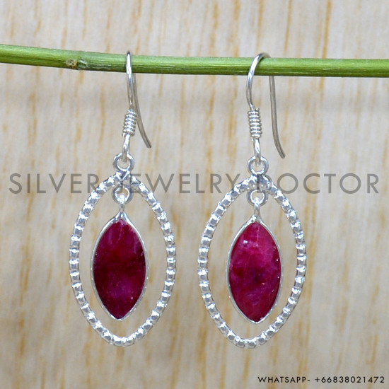 Ruby 925 Sterling Silver Earrings (SJWE-904)