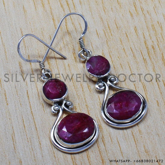 Ruby 925 Sterling Silver Earrings (SJWE-91) Ruby 925 Sterling Silver Earrings (SJWE-91)