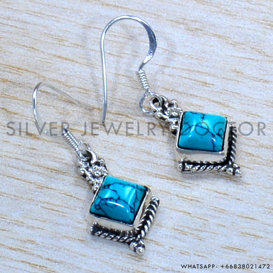 Turquoise 925 Sterling Silver Earrings (SJWE-910)