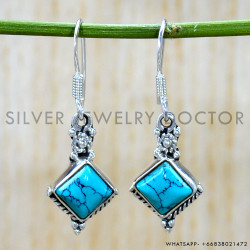 Turquoise 925 Sterling Silver Earrings (SJWE-910)