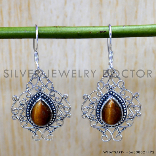 Tiger Eye 925 Sterling Silver Earrings (SJWE-912) Tiger Eye 925 Sterling Silver Earrings (SJWE-912)