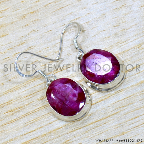 Ruby 925 Sterling Silver Earrings (SJWE-913) Ruby 925 Sterling Silver Earrings (SJWE-913)