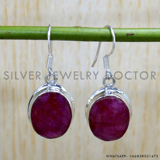 Ruby 925 Sterling Silver Earrings (SJWE-913) Ruby 925 Sterling Silver Earrings (SJWE-913)