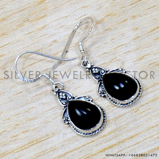 Black Onyx 925 Sterling Silver Earrings (SJWE-917) Black Onyx 925 Sterling Silver Earrings (SJWE-917)