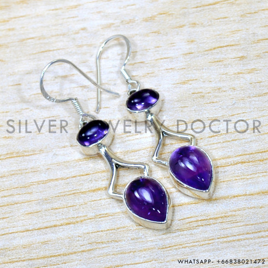 Amethyst 925 Sterling Silver Earrings (SJWE-918) Amethyst 925 Sterling Silver Earrings (SJWE-918)
