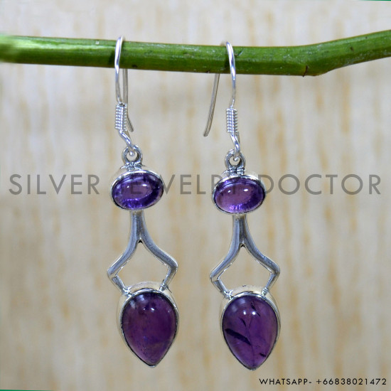 Amethyst 925 Sterling Silver Earrings (SJWE-918) Amethyst 925 Sterling Silver Earrings (SJWE-918)