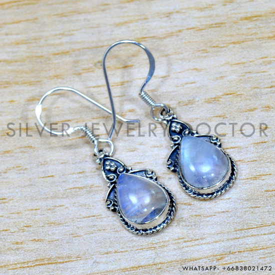 Rainbow Moonstone 925 Sterling Silver Earrings (SJWE-919) Rainbow Moonstone 925 Sterling Silver Earrings (SJWE-919)