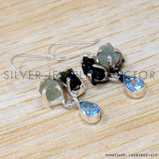 Aquamarine 925 Sterling Silver Earrings (SJWE-920) Aquamarine 925 Sterling Silver Earrings (SJWE-920)