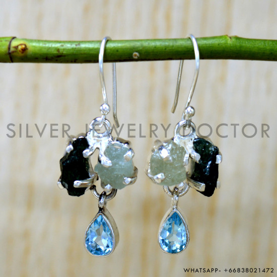 Aquamarine 925 Sterling Silver Earrings (SJWE-920) Aquamarine 925 Sterling Silver Earrings (SJWE-920)