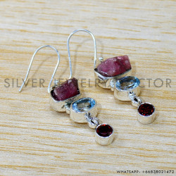 Ruby 925 Sterling Silver Earrings (SJWE-922) Ruby 925 Sterling Silver Earrings (SJWE-922)