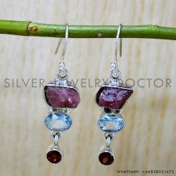 Ruby 925 Sterling Silver Earrings (SJWE-922)