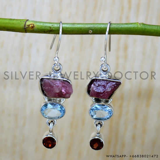 Ruby 925 Sterling Silver Earrings (SJWE-922) Ruby 925 Sterling Silver Earrings (SJWE-922)