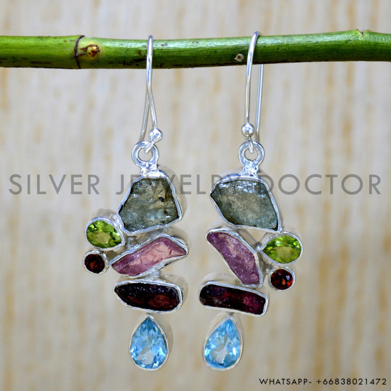 Aquamarine 925 Sterling Silver Earrings (SJWE-924) Aquamarine 925 Sterling Silver Earrings (SJWE-924)
