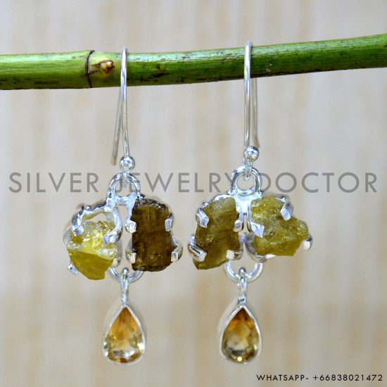 Citrine 925 Sterling Silver Earrings (SJWE-928)