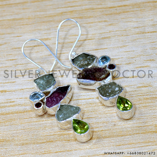 Aquamarine 925 Sterling Silver Earrings (SJWE-929)