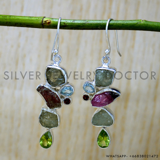 Aquamarine 925 Sterling Silver Earrings (SJWE-929)