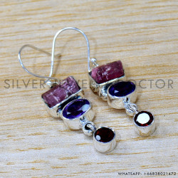Ruby 925 Sterling Silver Earrings (SJWE-931) Ruby 925 Sterling Silver Earrings (SJWE-931)