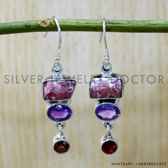 Ruby 925 Sterling Silver Earrings (SJWE-931)