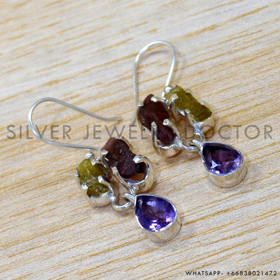 Amethyst 925 Sterling Silver Earrings (SJWE-939)