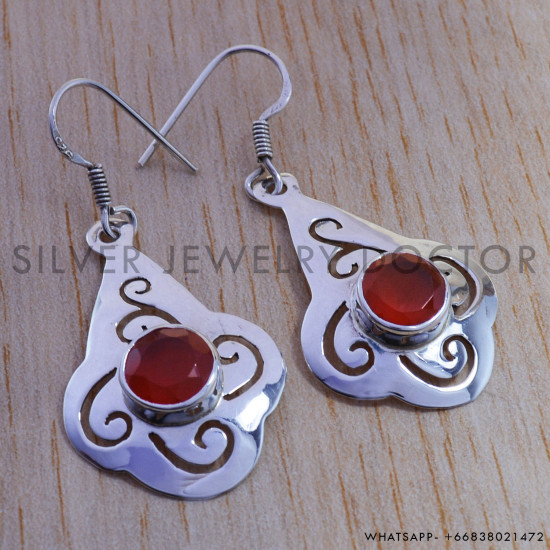 Carnelian 925 Sterling Silver Earrings (SJWE-94) Carnelian 925 Sterling Silver Earrings (SJWE-94)