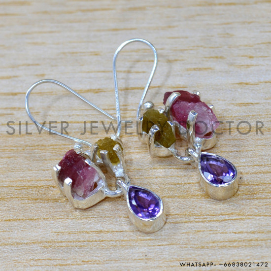 Amethyst 925 Sterling Silver Earrings (SJWE-942)