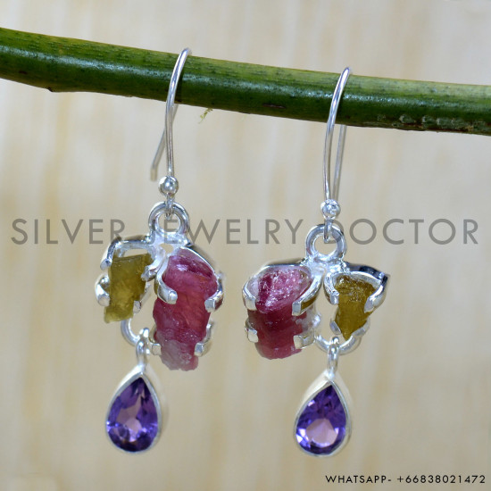 Amethyst 925 Sterling Silver Earrings (SJWE-942)