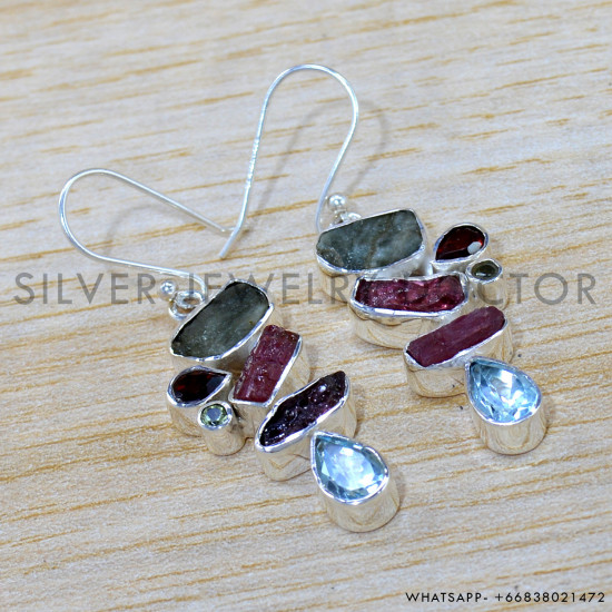 Aquamarine 925 Sterling Silver Earrings (SJWE-944)