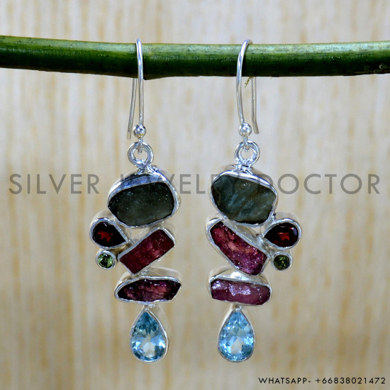 Aquamarine 925 Sterling Silver Earrings (SJWE-944)