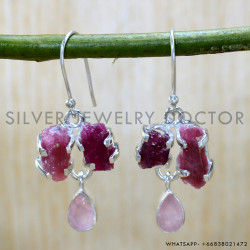 Rose Quartz 925 Sterling Silver Earrings (SJWE-945)