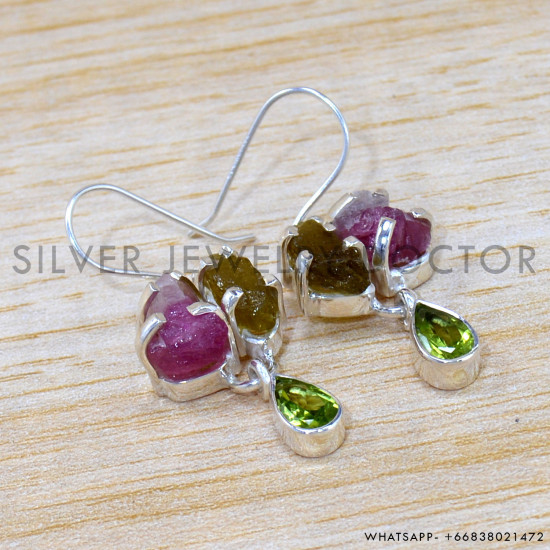 Peridot 925 Sterling Silver Earrings (SJWE-947)