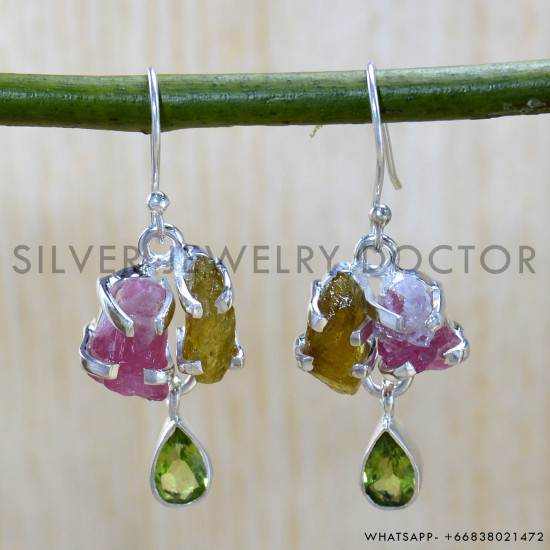 Peridot 925 Sterling Silver Earrings (SJWE-947)