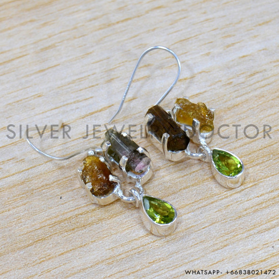 Peridot 925 Sterling Silver Earrings (SJWE-949)