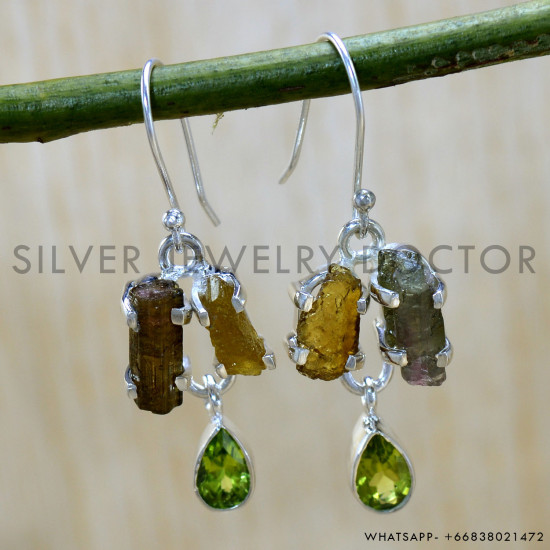 Peridot 925 Sterling Silver Earrings (SJWE-949)