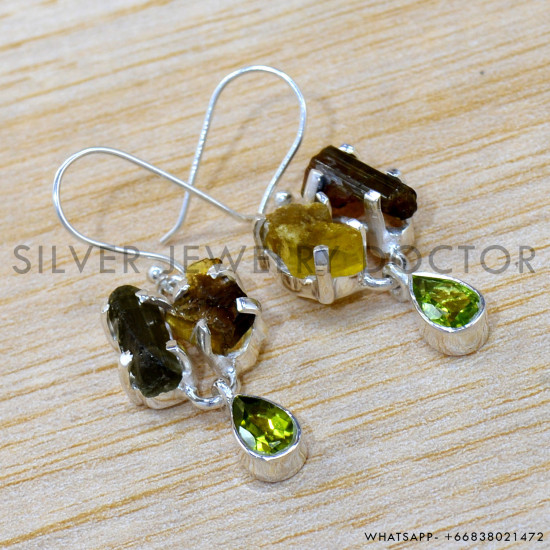 Peridot 925 Sterling Silver Earrings (SJWE-951)