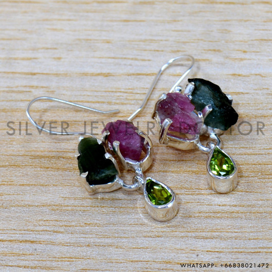 Peridot 925 Sterling Silver Earrings (SJWE-954)