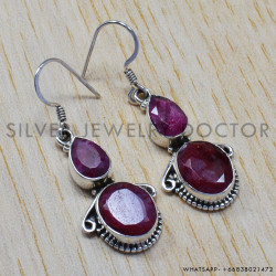 Ruby 925 Sterling Silver Earrings (SJWE-96)