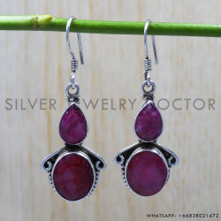 Ruby 925 Sterling Silver Earrings (SJWE-96)