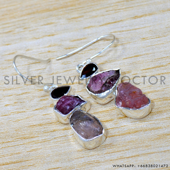 Rose Quartz 925 Sterling Silver Earrings (SJWE-962)
